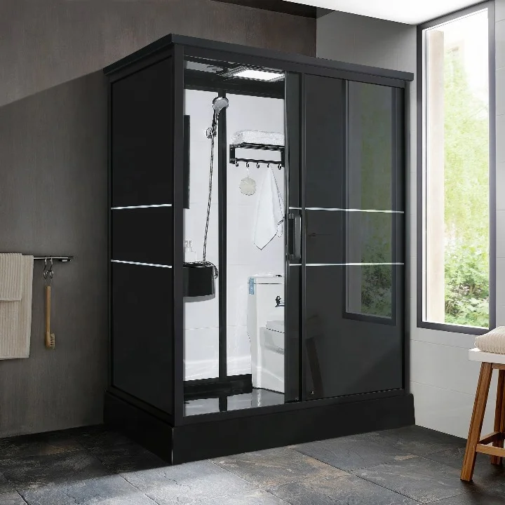 2020 new black elegant whole complete all in one bathroom luxury shower room