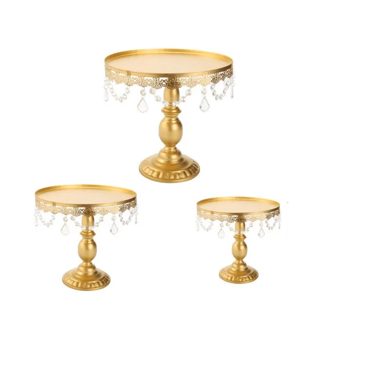 Набор металлических подставок для торта поднос с кристаллами 20/25/30 см (набор из 3