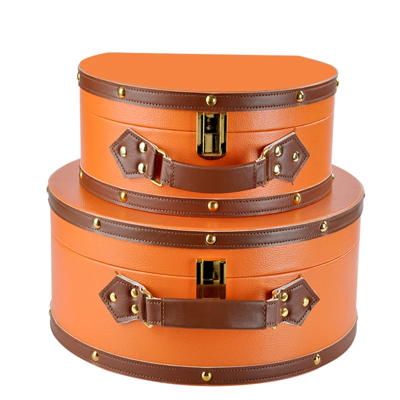Retro semi-circular suitcase set light luxury storage box