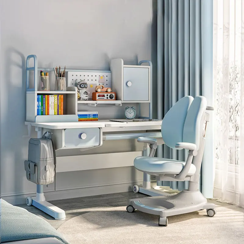 Height Adjustable desktop Large Storage Children Study Table and Chair Multi-function Kids Learning Desk and Chair Set
