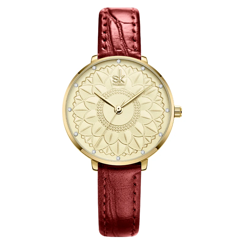  SHENGKE Fashion Lady Watch Luxury Golden Dial Female Quartz Watches Waterproof For Wristwatches Women