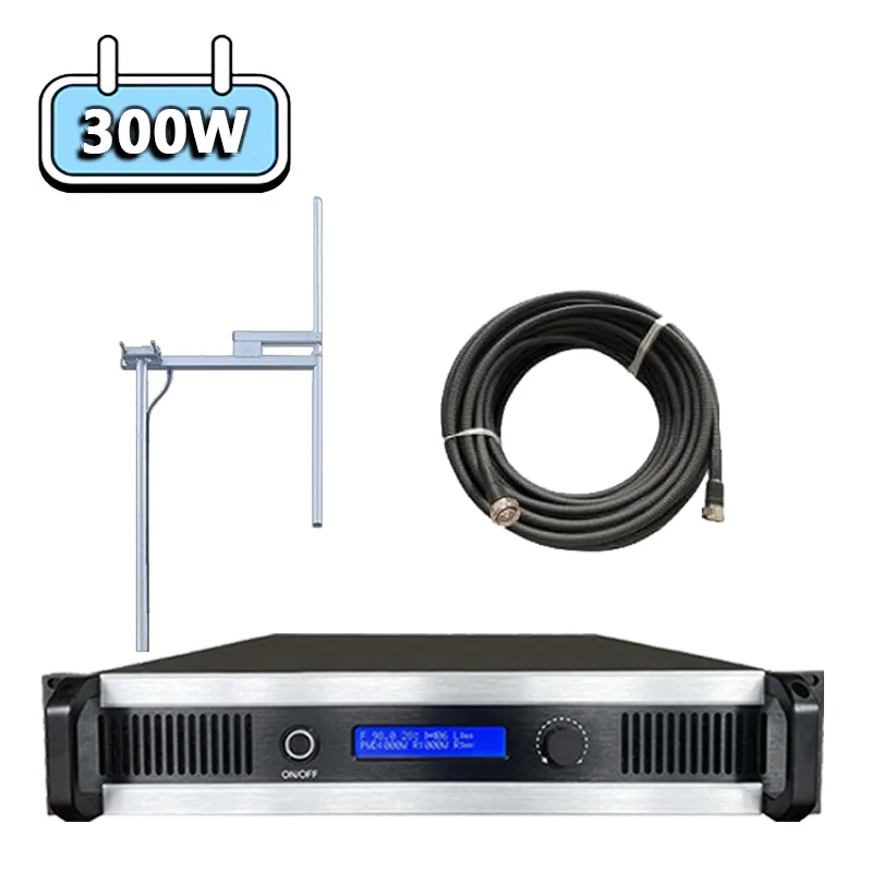 300W 300watts FM transmitter + 1-bay antenna +CABLE KIT for radio station
