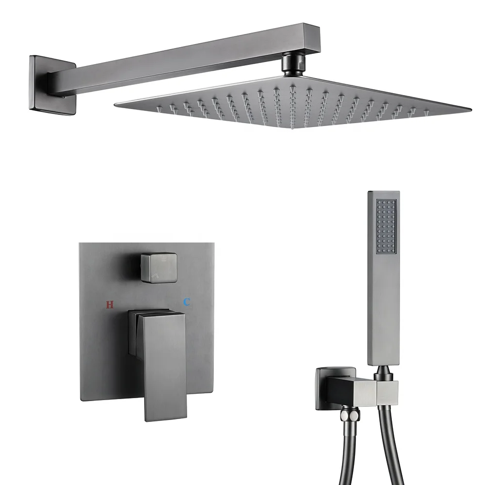 TB-51101 Tengbo brass hotel specific concealed shower set Inwall conceal  faucet embed Rain Square top rainfall