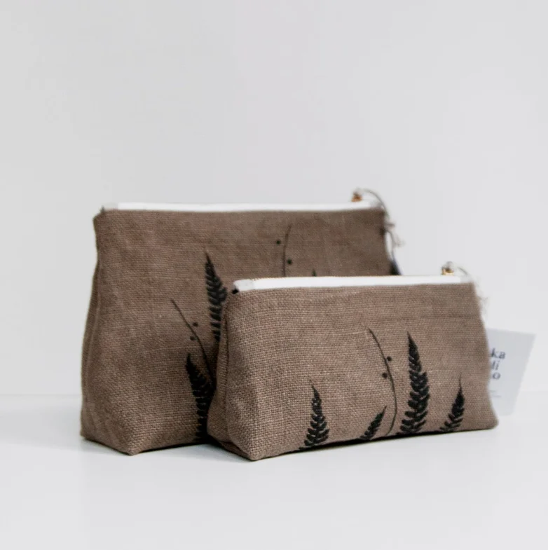 Private Prints Eco-friendly Linen Cotton Makeup Bag Customized Cosmetic Skincare Storage Bags
