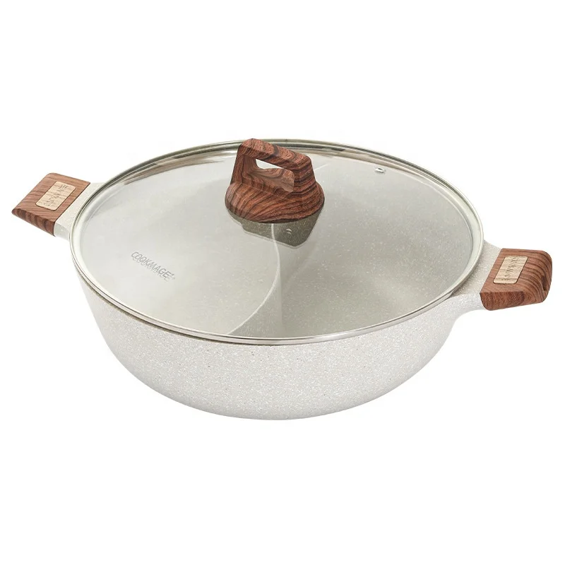 28cm 32cm One-piece Nonstick Double Flavor Granite Hotpot Large Capacity Thicken Mandarin Duck Pot