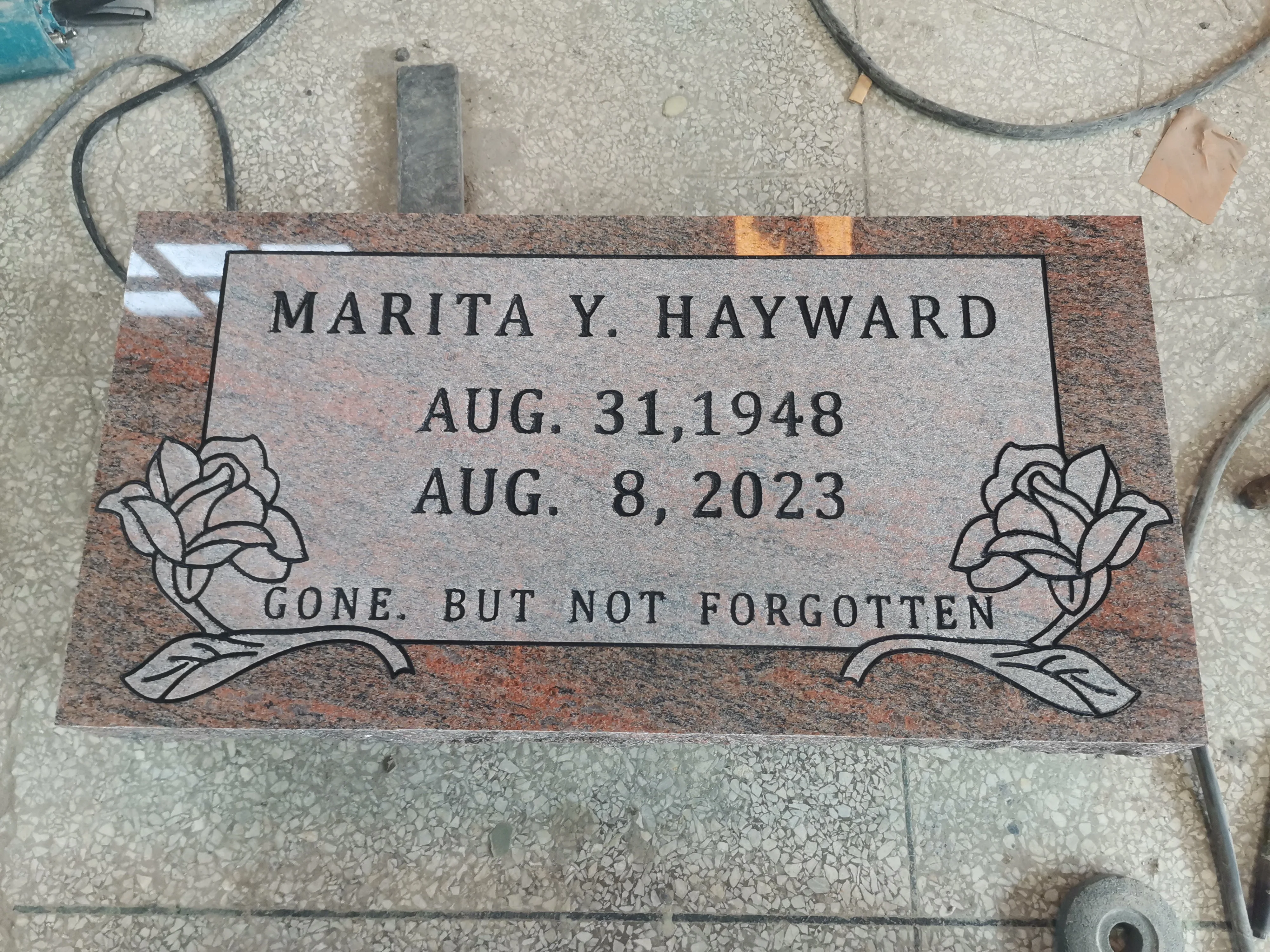 Bespke Sandblasting Engraving Grey Granite Upright Headstone Gravestone Monument