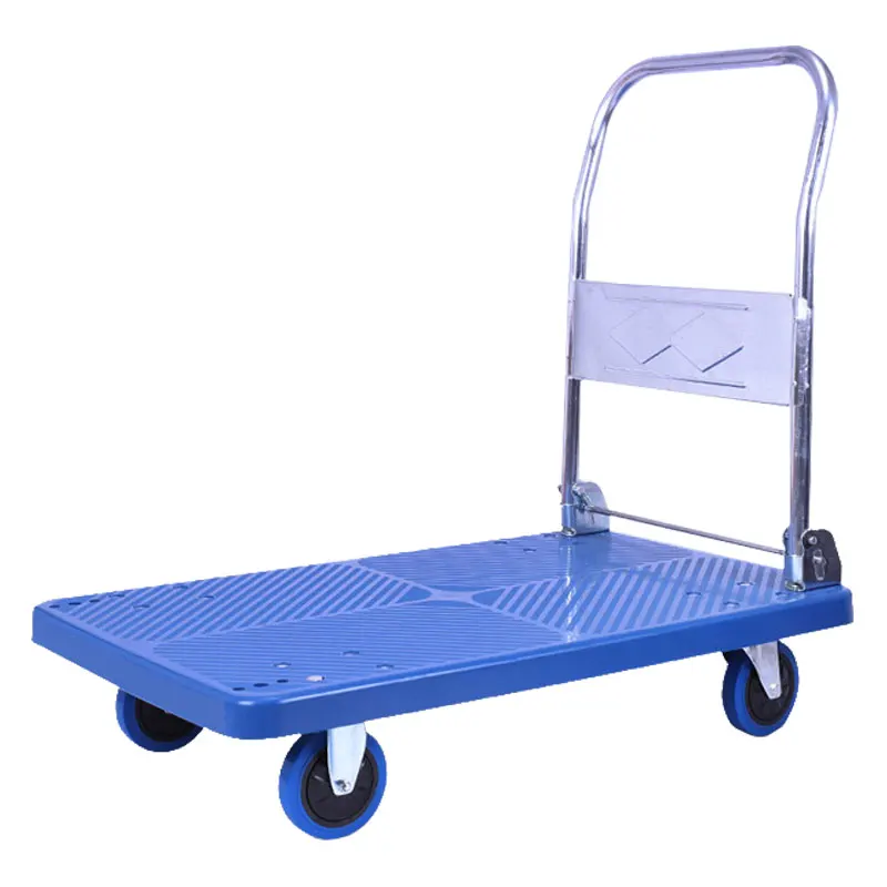 
2021 new arrivel 300kgs Folding design plastic bottom platform hand truck transport trolley 