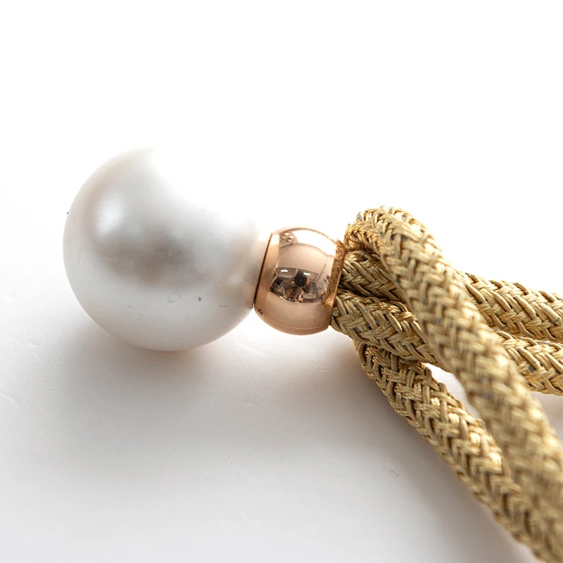 New Style Simple Design Home Drapery Decoration Eco-Friendly Single Pearl Tieback Weave Rope Buckle Holdback Curtain Accessories