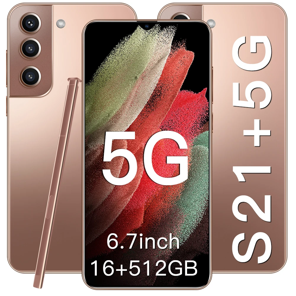 2022 Wholesale S21+ 6.7inch telefone with touch-screen pen RAM12GB+512GB HD 32+50MP cellphone 6800mah Dual sim card mobilephones
