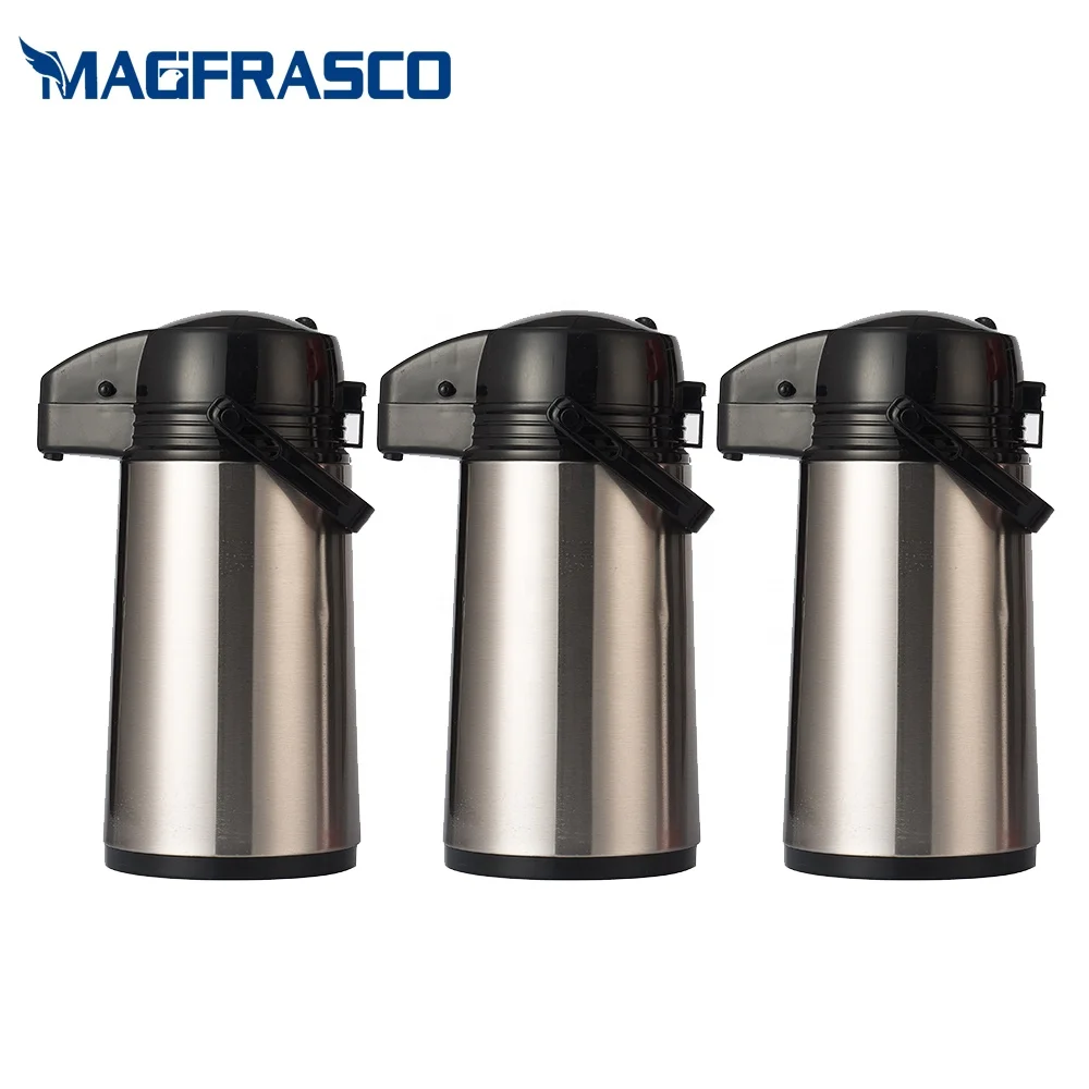 WUJO 1L 1.9L glass liner stainless steel vacuum flask pump thermos air pressure airpot termos de acero inoxidable