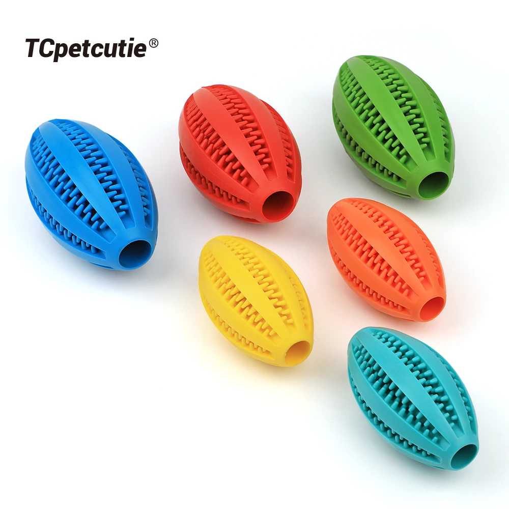 New Rubber Treat Rugby Oral Ball Tooth Cleaner Dog Cleaning Chew Toys Indestructible Pet Olive Dog Chew Ball