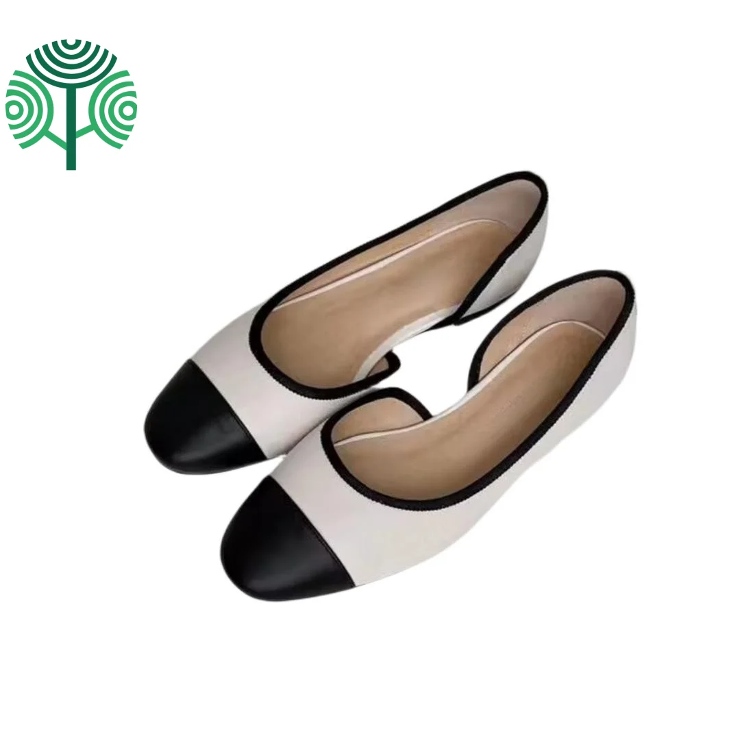 100% Cow leather Women Flat ballet Loafers empty side colors block office ladies mocassins low MOQ customize logo factory