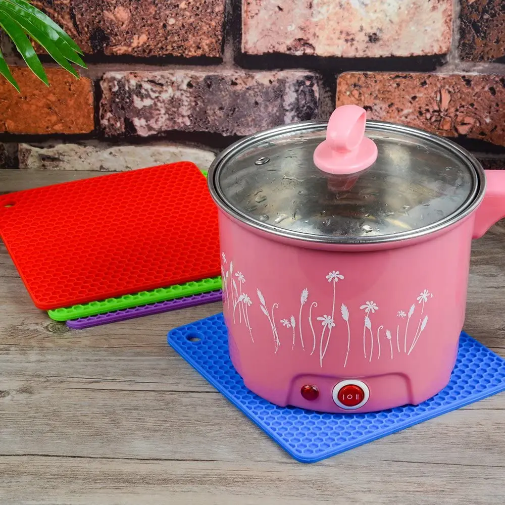 Non-slip Honeycomb Coaster Kitchen Gadget Durable Insulation pad Heat Resistant Pot Holder Hot Pad Square Silicone Trivet Mat