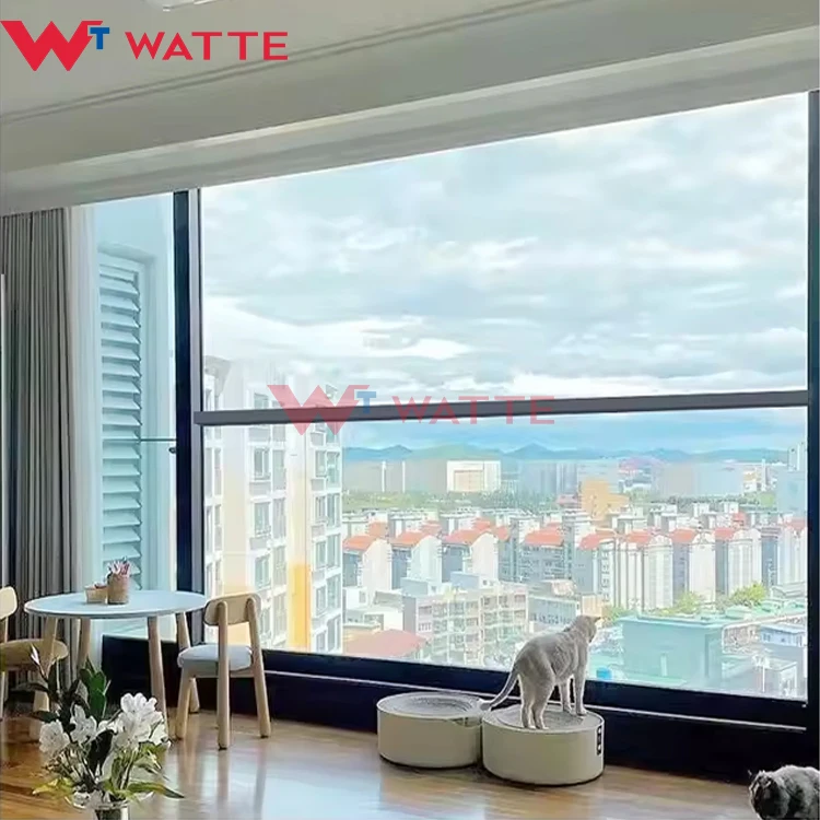 Hot sale aluminum triple glass vertical sliding lift up window custom made electric retractable large picture windows