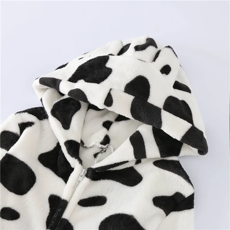 
Warm Velvet Hoodies Onesie Pajamas mommy and me Adult Cute monster print Casual Winter Long Sleeve Jumpsuit Woman 