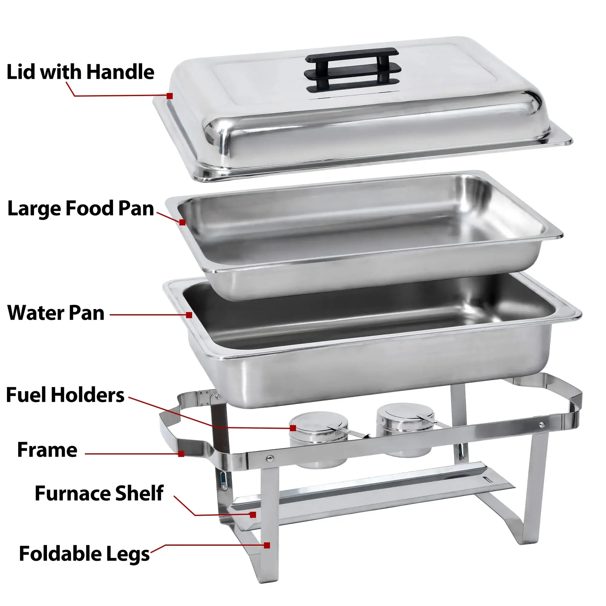Heavybao Buffet Food Warmer Sets Stainless Steel Chaffing Dishes Sets Foldable Chafing Dishes for Catering Restaurant Hotel