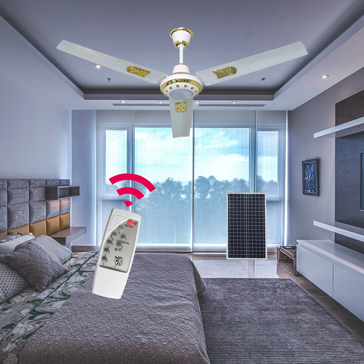 Bldcrechargeable Emergency Ceiling Fan 12 Ce Household Remote Control 45 Air Cooling Fan Good Quality 12v 56 Inch 5 Level 56inch