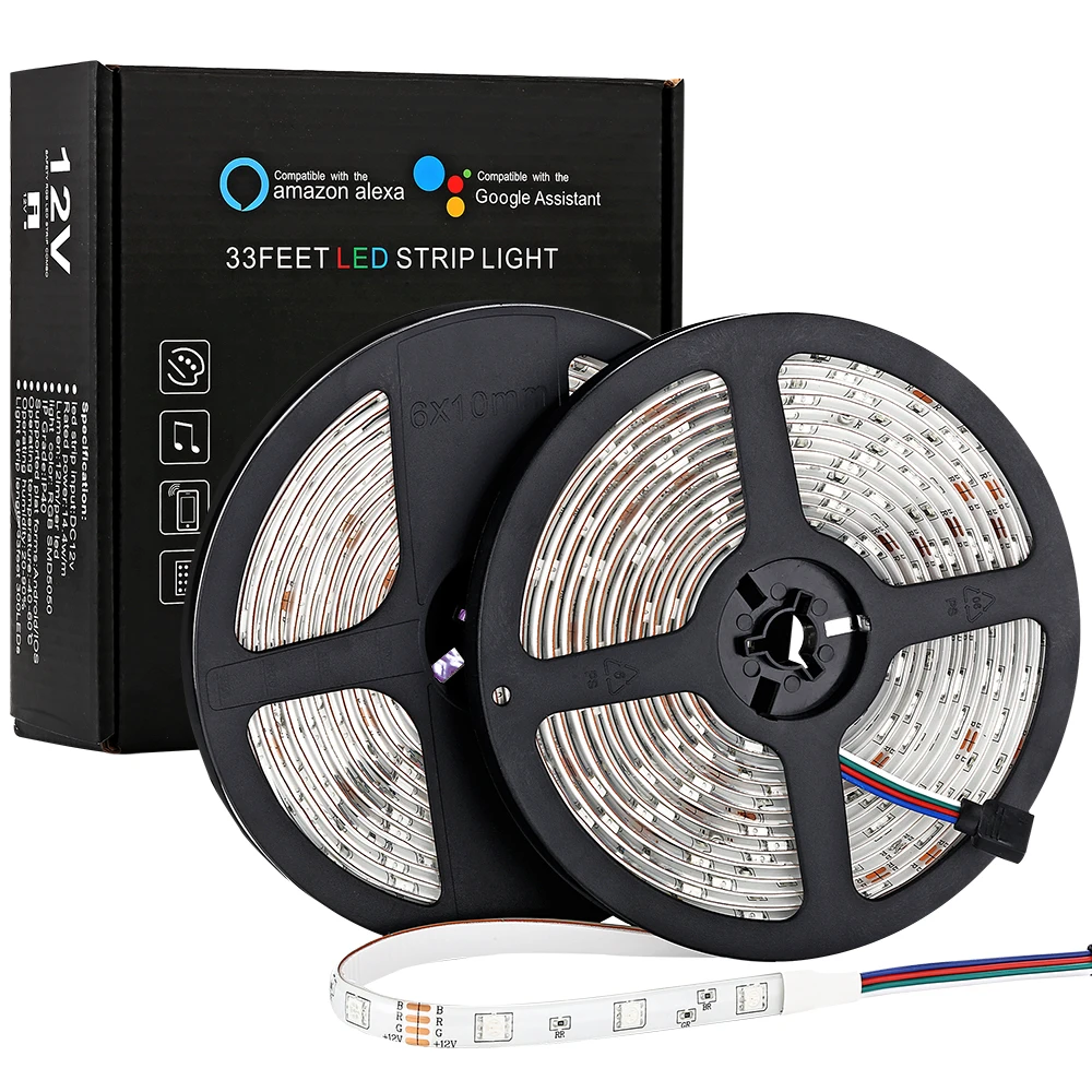 50meter 130ft 220v smart multi coloured flat led strip lights without rectifier