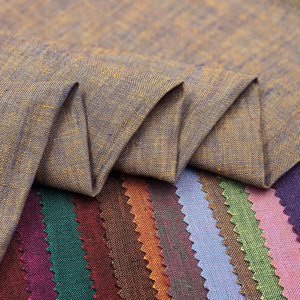 Manufacturer stock lot natural textile woven yarn dyed organic 100% flax linen fashion fabric for shirt dress clothing
