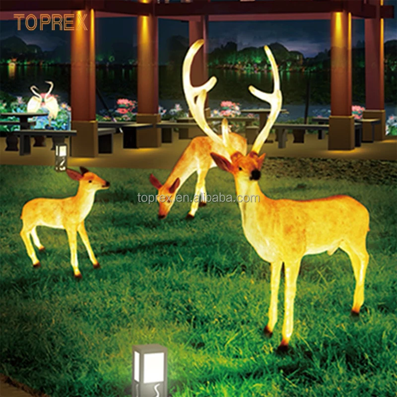 Life-Size LED Animal Light Fiberglass Resin Statue with Garden Theme Christmas Motif Light Decoration for Animal Park Zoo