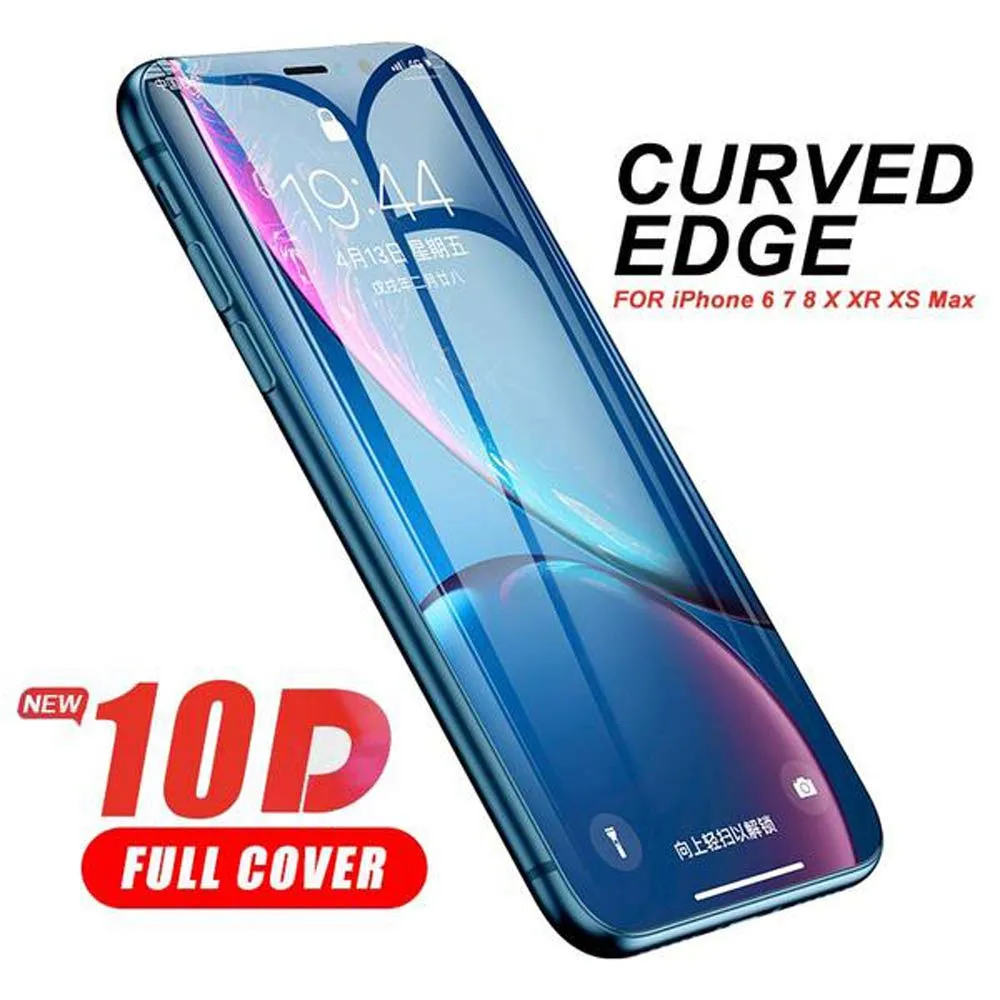  Взрывозащищенный 10D протектор экрана закаленное стекло для iPhone 8 plus XR XS MAX 9H полный клей защитная