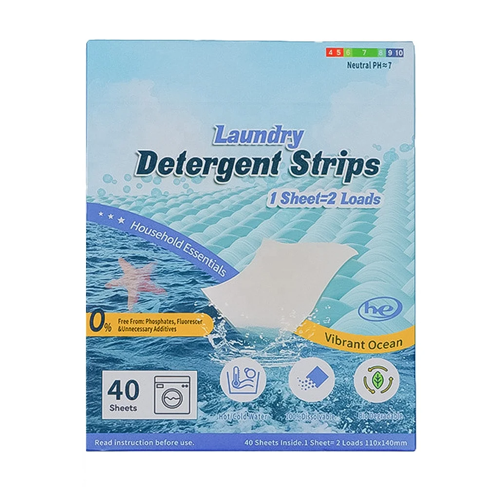 OEM Enzymatic Laundry Detergent Strip Cleaner Custom Mountain Morning Scent Laundry Detergent Sheets Fabric Softener
