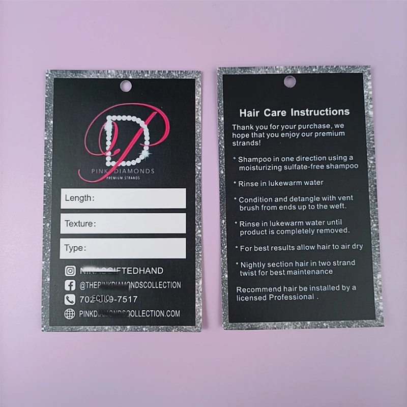 wholesale custom luxury hair bundle tag with string gift tags bundle wraps for hair extension