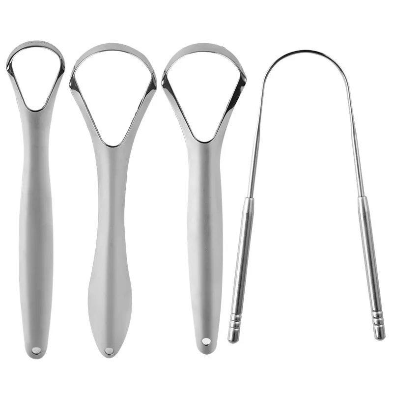 Metal Tongue Scraper, Tongue Scrapers For Adults Kids, Stainless Steel Tongue Scrappers Cleaner, Silver Surgical Grade