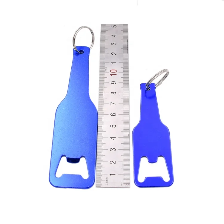 Factory wholesale promotional gift bottle shaped aluminum beer bottle opener keychain