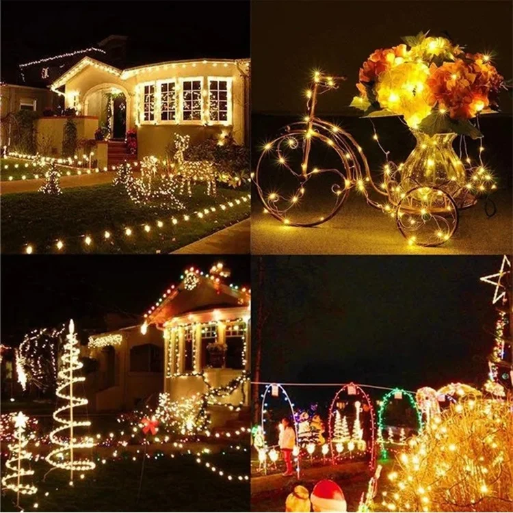 RGB Decoration Garden Light Strings  Abs 10m 20m Waterproof Ip65 Outdoor Solar Led String Lamp