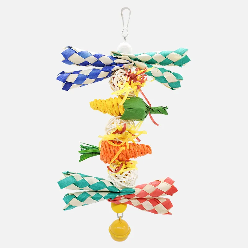 New Design Parrot Chew Toy Natural Straw Rope Pine Cones Wooden Toy More Fun Bird Bite