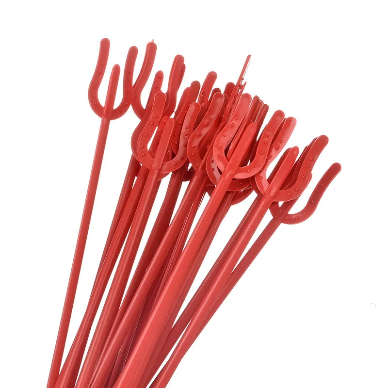 Long Red Plastic Flower Fork Greeting Card Clip Flower Shop Supplies