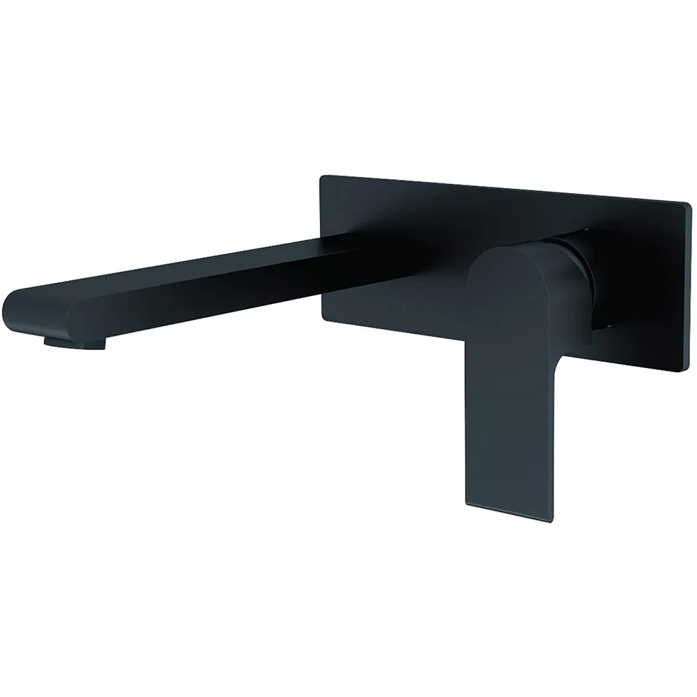Bathroom Fixtures Faucet Wall Mounted Brass Basin Mixer Bath Taps Long Spout Wall Faucet Hot and Cold Spout Sink  3215-07A Black