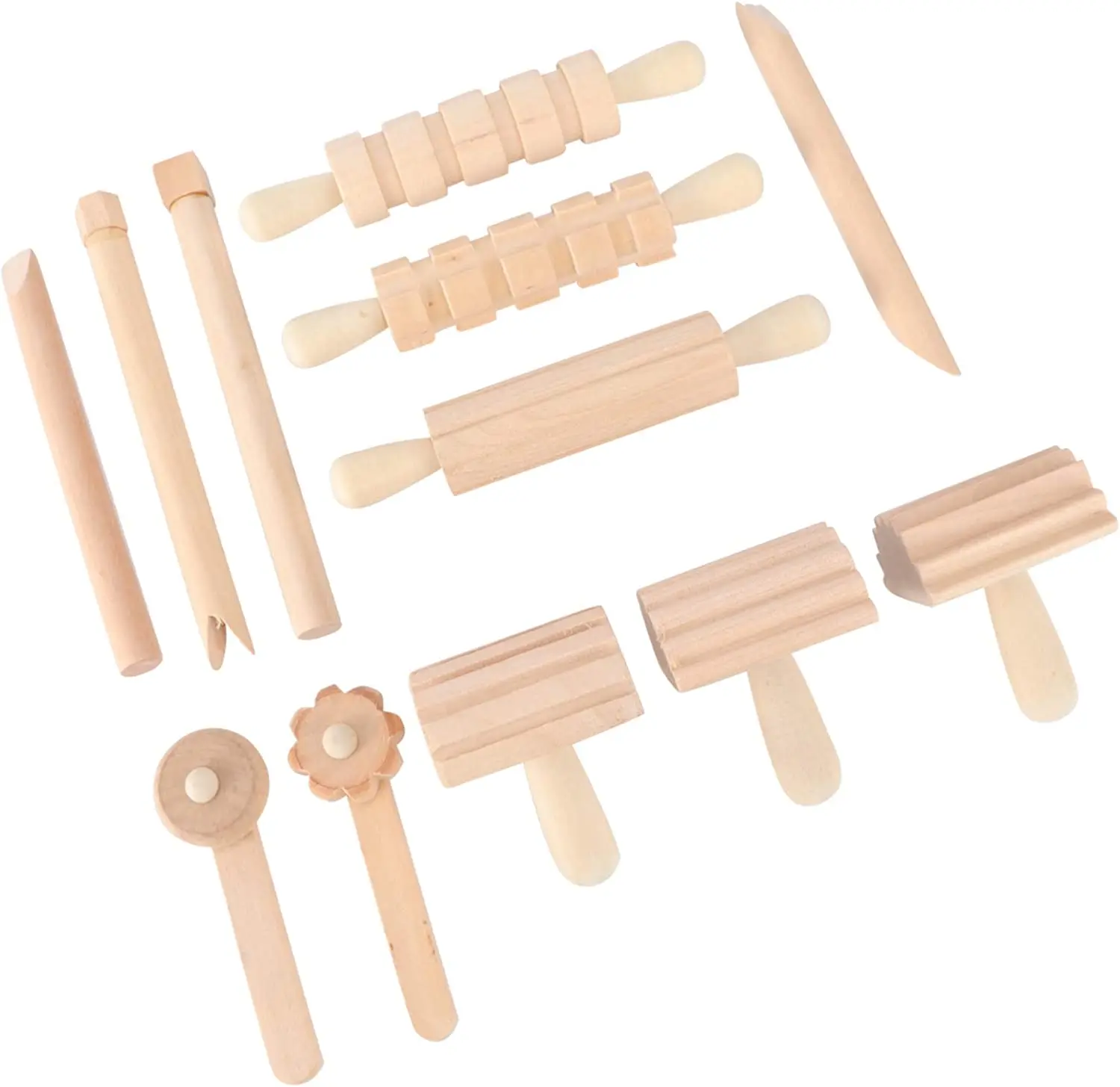 Montessori tools waldorf inspired toys 12 play dough wooden tools Wooden Clay and Dough Tools