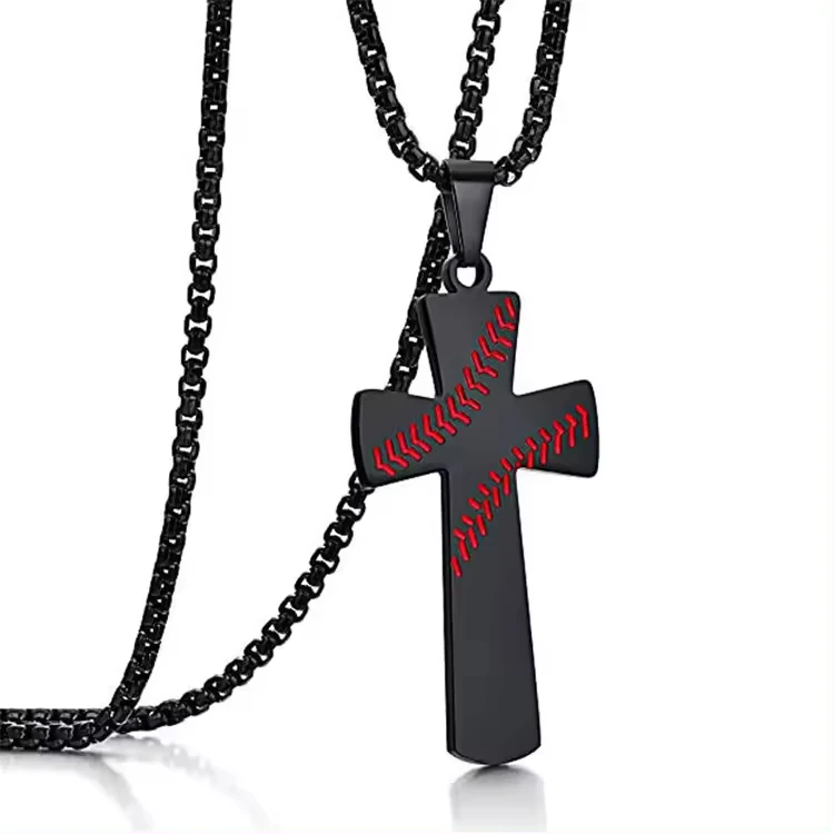 Hot Selling New Style Stainless Steel Necklaces Bible Baseball Cross Pendant Necklace Gift For Men Women Jewelry Manufacturer