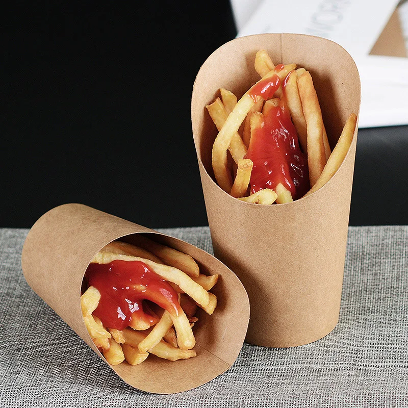 High-Quality Paper Fry Chips Cup Custom Printed Disposable Egg Puff Paper Cups