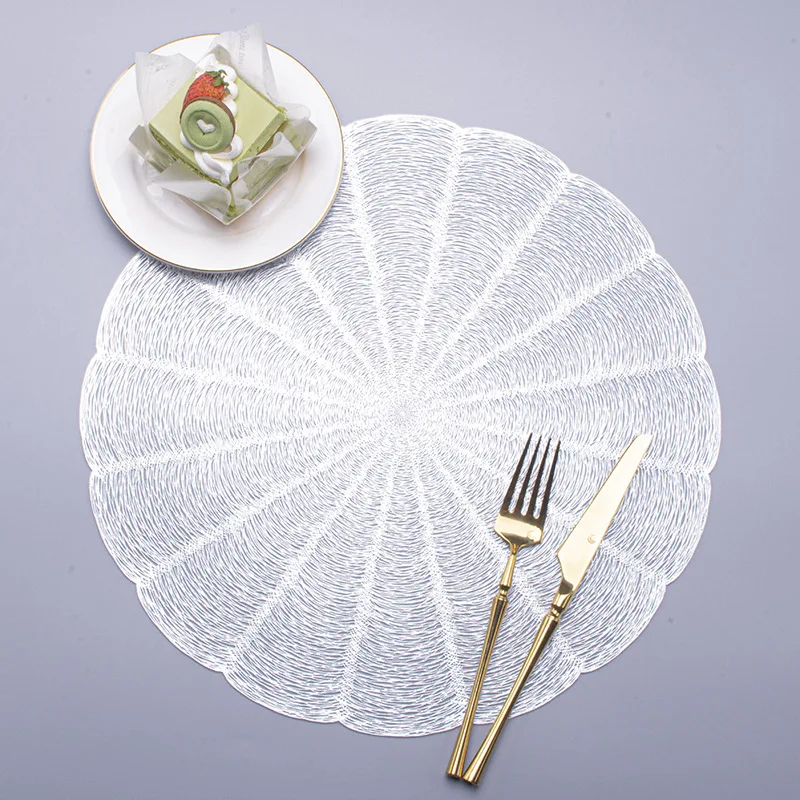 High Quality PVC Round Hollow Table Mats Plastic Woven Plastic Placemats Dinner Plate Dish for Restaurant Hotel