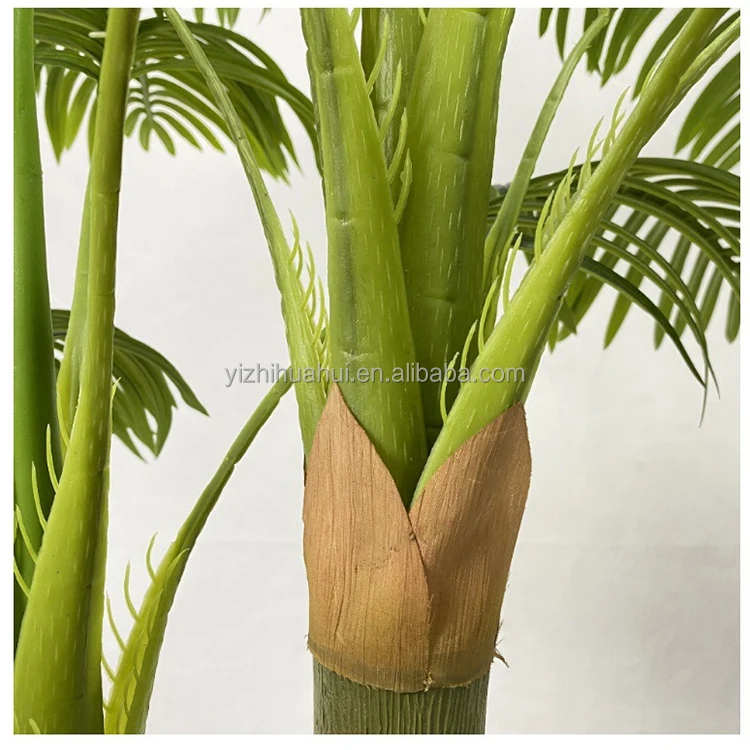 Artificial palm tree 3 branch natural feel faux ornamental bonsai Areca catechu palm trees silk plant in pots