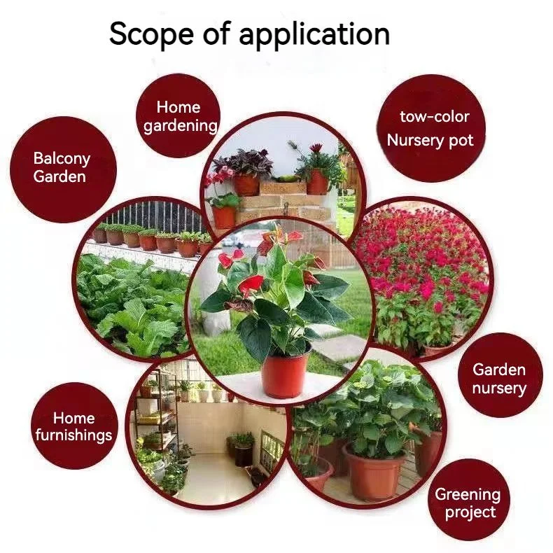 Factory Direct Price Wholesale 90 to 240 mm Double Color Soft Plastic Nursery Pots