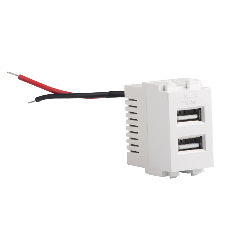 Card type dual-port USB socket embedded office desktop USB mobile phone charging USB outlet 5V/2.4A