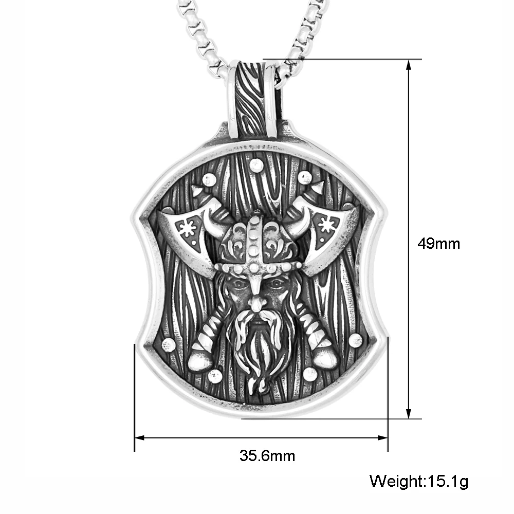Vintage Nordic Celtic Warrior Pendant Viking Stainless Steel Odin Double Axe Shield Pendant
