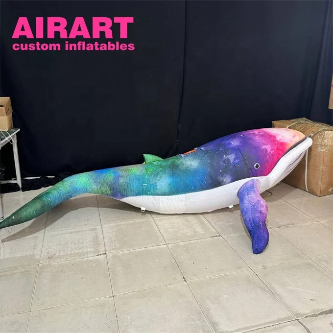 event decorated inflatable beluga whale, colorful inflatable Marine animal whale for display