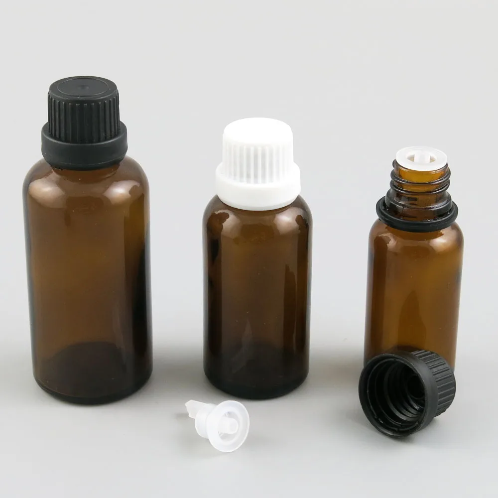 Empty 5ml 10ml 15ml 20ml 30ml 50ml100ml Amber Glass Essential Oil Bottle With Childproof Cap