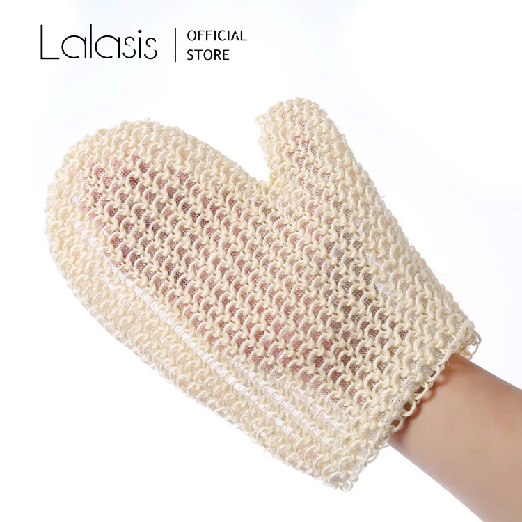 Lalasis eco friendly bathing glove natural hemp sisal plant fiber shower dead skin mitt bath body back exfoliating scrub glove