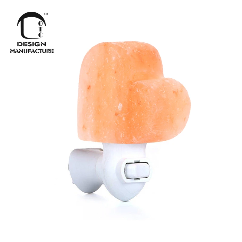 producer wholesale home heart shape pink natural Himalayan salt wall plug lamp