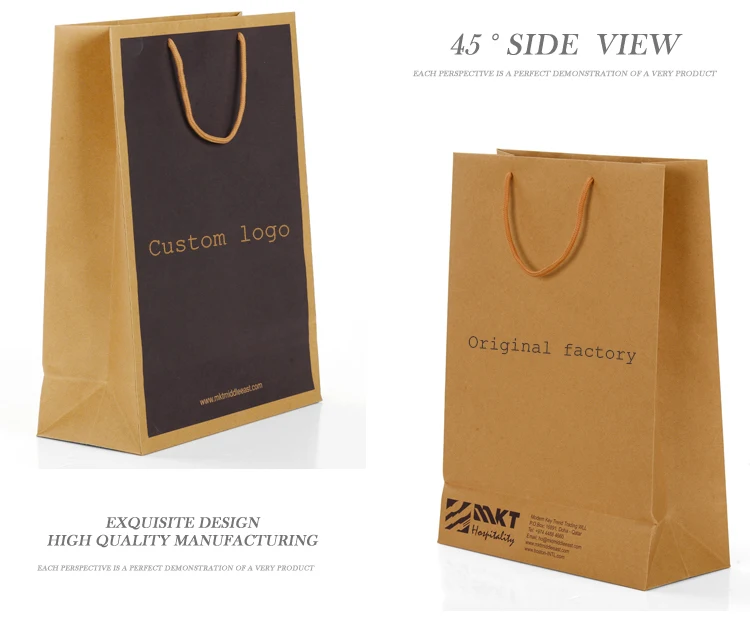 Wholesale recycled custom coffee socks takeaway restaurant flat wax lined brown sacs papier kraft paper bag with handle
