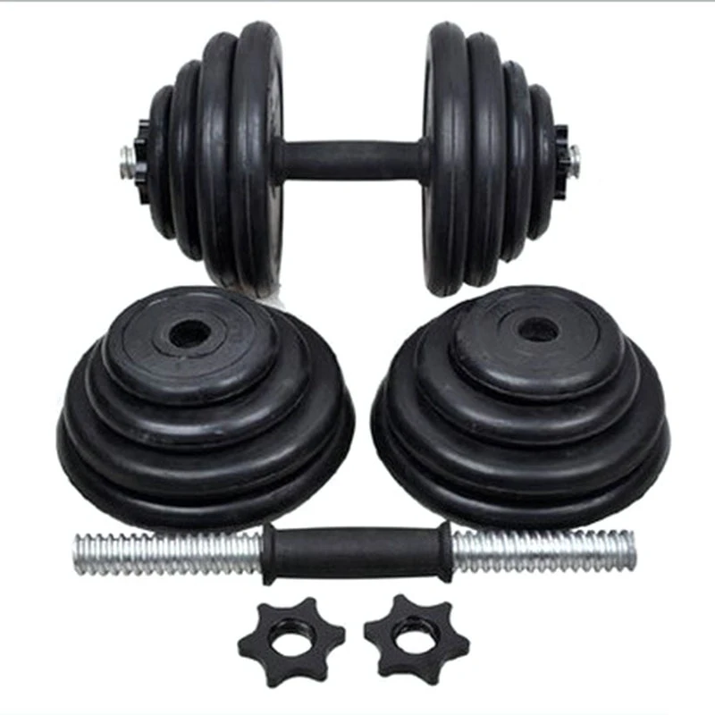 Professional Custom Gym Free Weights Round Dumbbell Set Rubber Powered Black Adjustable Dumbbell Set
