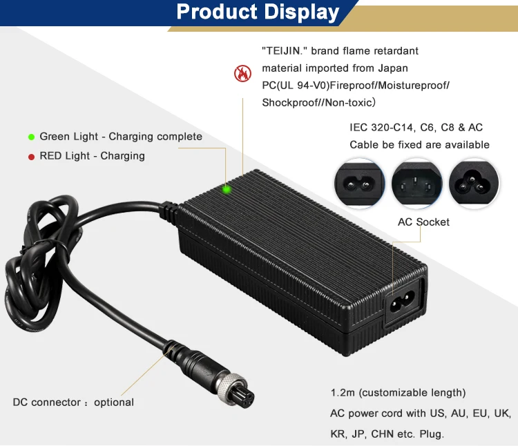 Fuyuan FY4202000 Smart 5521 42v 2a electric scooter battery charger 36v lithium battery charger 42v 2a