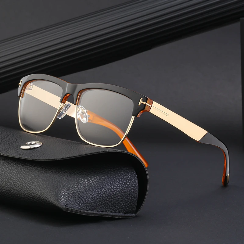 New fashion custom logo women men pc optical frame photochromic anti blue light glasses for men