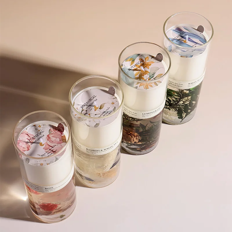 Home Decor Candle Jars Luxury Scented Candle Glass Jar Unique Design Candles Transparent White Soy Wax
